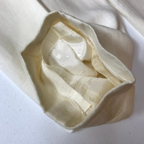 Vintage 100% Linen Pleated Cuffed Trousers 4 Pockets Belt Loops Lined Size 14 - Picture 12 of 16